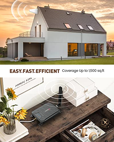 HiBoost Cell Phone Signal Booster for Home - Coverage up to 1500 sq ft | Cell Signal Boosts 5G/4G LTE - Verizon, AT&T, T-Mobile | Band 5, 12/17, 13 | App Remote Monitor | FCC Approved Cell Booster from HiBoost