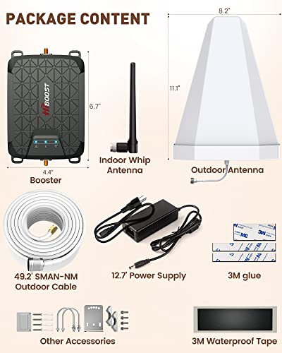 HiBoost Cell Phone Signal Booster for Home - Coverage up to 1500 sq ft | Cell Signal Boosts 5G/4G LTE - Verizon, AT&T, T-Mobile | Band 5, 12/17, 13 | App Remote Monitor | FCC Approved Cell Booster from HiBoost