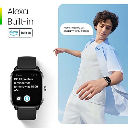Amazfit GTS 4 Mini Smart Watch for Women Men, Alexa Built-in, GPS, Fitness Tracker with 120+ Sport Modes, 15-Day Battery Life, Heart Rate Blood Oxygen Monitor, Android Phone iPhone Compatible-Black by Amazfit