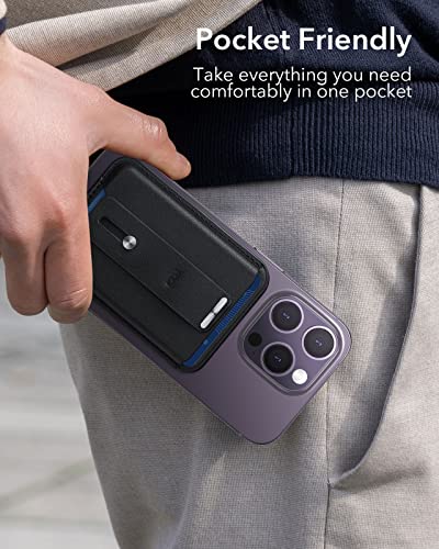 ESR MagSafe Wallet (HaloLock), iPhone Wallet with Secure-Grip Finger Loop, Magnetic Wallet for iPhone 14/13/12 Series, Not for 13/12 Mini, 3-Card Holder, Vegan Leather, MagSafe Accessories, Black by Electronic Silk Road Corp