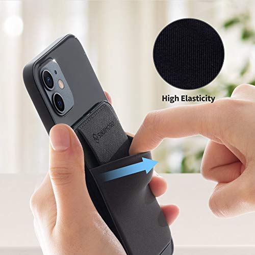 Sinjimoru Privacy Cover Magnetic Card Holder, Magnetic Phone Wallet Stick on as Credit Card Holder for Apple MagSafe Compatible with iPhone 12/13/14 Series. M-Flap Black from Sinjimoru Co.Ltd
