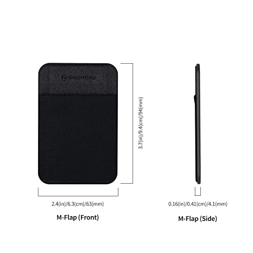 Sinjimoru Privacy Cover Magnetic Card Holder, Magnetic Phone Wallet Stick on as Credit Card Holder for Apple MagSafe Compatible with iPhone 12/13/14 Series. M-Flap Black from Sinjimoru Co.Ltd