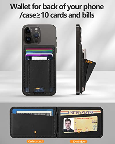 Magnetic Wallet, Magsafe Wallet Adjustable Stand, Magnetic Card Holder, â¥10 Cards, 4 Card Slots, for iPhone 14 Pro Max/14 Plus/14 Pro/14/13/13 Pro/13 Pro Max/12/12 Pro/12 Pro Max, Not for iPhone Mini from Miroddi