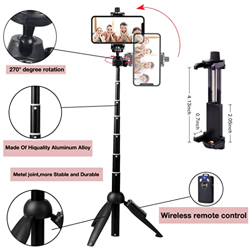 Portable 40 Inch Aluminum Alloy Selfie Stick Phone Tripod with Wireless Remote Shutter Compatible with 14 13 12 11 pro Max Xr X 8 7 6 Plus, Android Smartphone by Antenna international