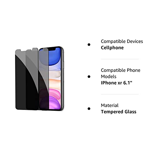 [2 Pack] Privacy Screen Protector for iPhone 11/XR, YMHML Tempered Glass Anti-Spy Bubble Free Case Friendly Easy Installation Film for iPhone 11/XR 6.1 Inch from YMHML