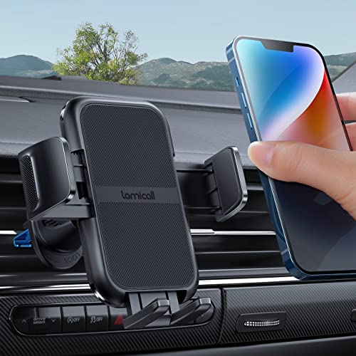 Lamicall 2023 Wider Clamp & Metal Hook Phone Holder Car Vent [Thick Cases Friendly] Car Phone Holder Hands Free Cradle Air Vent for iPhone Smartphone from Lamicall