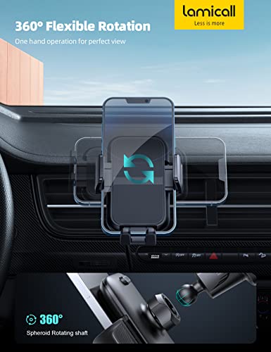 Lamicall 2023 Wider Clamp & Metal Hook Phone Holder Car Vent [Thick Cases Friendly] Car Phone Holder Hands Free Cradle Air Vent for iPhone Smartphone from Lamicall