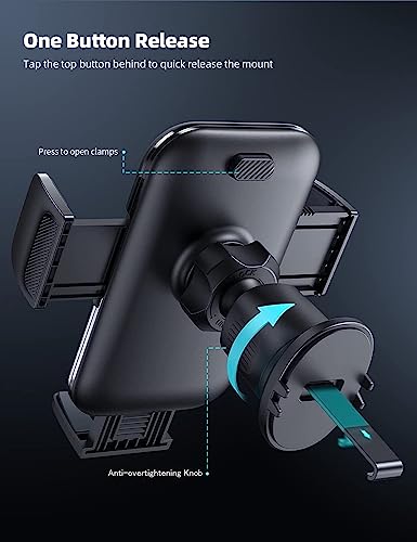 Lamicall 2023 Wider Clamp & Metal Hook Phone Holder Car Vent [Thick Cases Friendly] Car Phone Holder Hands Free Cradle Air Vent for iPhone Smartphone from Lamicall