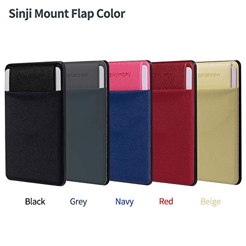Sinjimoru Removable Cell Phone Wallet with Flap, Wireless Charging Compatible Cell Phone Card Holder for Back of Phone. Sinji Mount Flap Black by Sinjimoru Co.Ltd