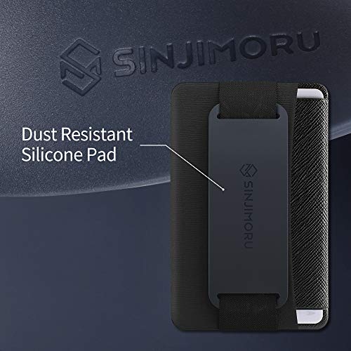 Sinjimoru Phone Grip Card Holder with Phone Stand, Secure Stick on Wallet for iPhone with Pop Out Stand for Table. Sinji Pouch B-Grip Black [3 Pack] from Sinjimoru Co.Ltd