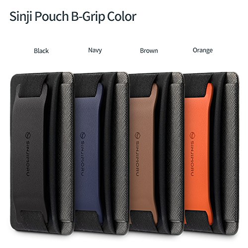 Sinjimoru Phone Grip Card Holder with Phone Stand, Secure Stick on Wallet for iPhone with Pop Out Stand for Table. Sinji Pouch B-Grip Black [3 Pack] from Sinjimoru Co.Ltd