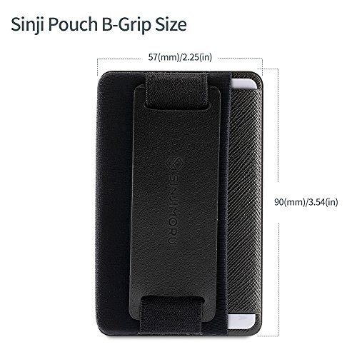 Sinjimoru Phone Grip Card Holder with Phone Stand, Secure Stick on Wallet for iPhone with Pop Out Stand for Table. Sinji Pouch B-Grip Black [3 Pack] from Sinjimoru Co.Ltd
