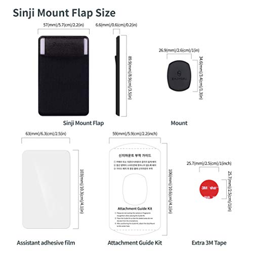 Sinjimoru Removable Cell Phone Wallet with Flap, Wireless Charging Compatible Cell Phone Card Holder for Back of Phone. Sinji Mount Flap Black by Sinjimoru Co.Ltd