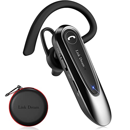 Link Dream Bluetooth Earpiece Wireless CVC8.0 Headset for Cell Phone Dual Mic Noise Canceling Handsfree Phone Earpiece w/Mute 20Hrs Talk Time 180 Days Standby for iPhone Android Home Office Driving by Link Dream