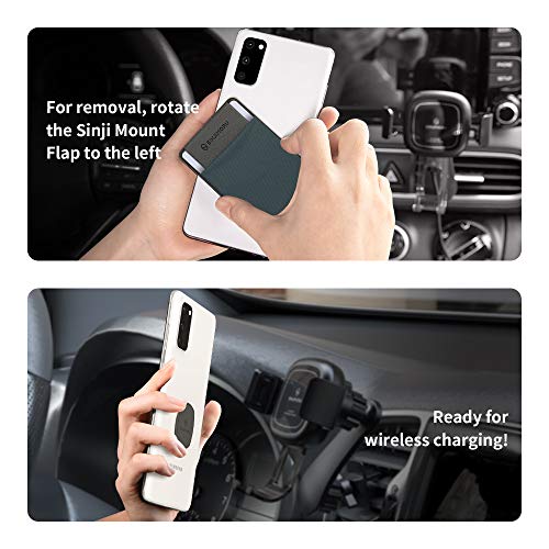 Sinjimoru Removable Cell Phone Wallet with Flap, Wireless Charging Compatible Cell Phone Card Holder for Back of Phone. Sinji Mount Flap Black by Sinjimoru Co.Ltd