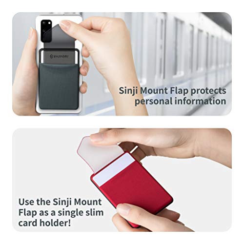 Sinjimoru Removable Cell Phone Wallet with Flap, Wireless Charging Compatible Cell Phone Card Holder for Back of Phone. Sinji Mount Flap Black by Sinjimoru Co.Ltd