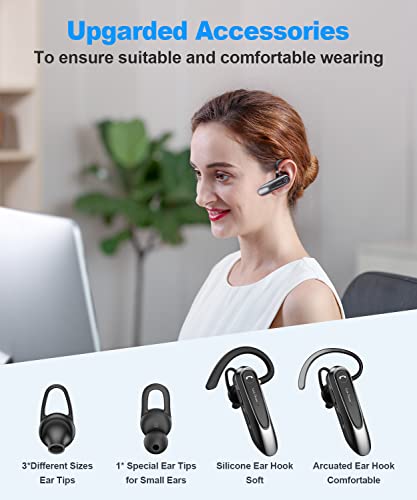 Link Dream Bluetooth Earpiece Wireless CVC8.0 Headset for Cell Phone Dual Mic Noise Canceling Handsfree Phone Earpiece w/Mute 20Hrs Talk Time 180 Days Standby for iPhone Android Home Office Driving by Link Dream