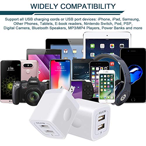 USB Wall Charger, Charger Adapter, AILKIN 2-Pack 2.1A Dual Port Quick Charger Plug Cube for iPhone 14 13 12 11 Pro Max 10 SE X XS 8 Plus Samsung Galaxy S22 S21 S20 Power Block Fast Charging Box Brick from Shenzhen Putuo Technology Co., Ltd