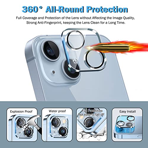 QHOHQ 3 Pack Screen Protector for iPhone 14 / iPhone 13 [6.1 Inch] with 3 Pack Tempered Glass Camera Lens Protector, Ultra HD, 9H Hardness,Case Friendly from QHOHQ