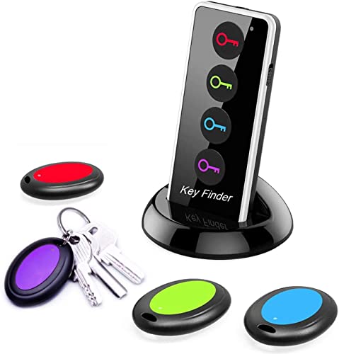 Key Finder, Reyke 80dB+ RF Item Locator Tags with 131ft. Working Range, Wireless Remote Finder Key Finder Locator for Finding Wallet Key Phone Glasses Pet Tracker, 1 RF Transmitter & 4 Receivers by Reyke