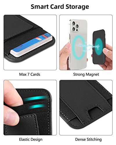 Upgraded Magnetic Wallet, Magsafe Wallet for Apple iPhone 14/13/12 Series, Leather Wallet for Magsafe, Magnetic Phone Wallet for iPhone 14 Pro Max/14 Pro/14/14 Plus/13/12 Series, Hold 7 Cards, Black from ExtreLife