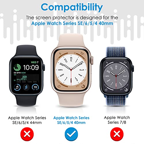 UniqueMe [ 6 Pack for Apple Watch Screen Protector 40mm, 2022 Apple Watch SE Series 6/5/4 Screen Protector [Upgrade Flexible Film] Anti-Scratch [Non-Bubbles] Soft HD TPU Clear Film for iWatch 40mm from UniqueMe