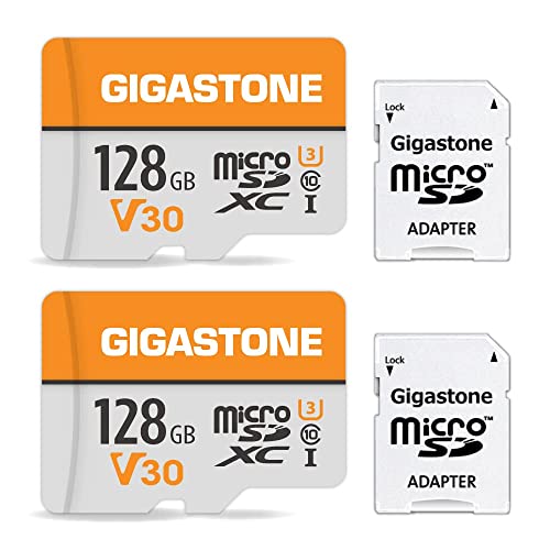 Gigastone 128GB 2-Pack Micro SD Card, 4K Video Pro, GoPro, Surveillance, Security Camera, Action Camera, Drone, 95MB/s MicoSDXC Memory Card UHS-I V30 Class 10 from Gigastone