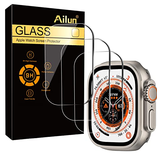 Ailun for Apple Watch Ultra Screen Protector [49mm], Tempered Glass Film, Anti-Scratch, High Definition, Touch Sensitive[3 Pack][Clear] by Ailun