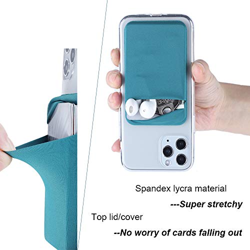 3Pack Cell Phone Card Holder for Back of Phone,Stretchy Lycra Stick on Wallet Pocket Credit Card ID Case Pouch Sleeve Adhesive Sticker for iPhone Samsung Galaxy Android-Dark Green&Blue Gray&Black by Fulgamo