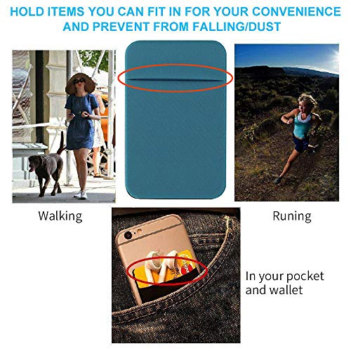 3Pack Cell Phone Card Holder for Back of Phone,Stretchy Lycra Stick on Wallet Pocket Credit Card ID Case Pouch Sleeve Adhesive Sticker for iPhone Samsung Galaxy Android-Dark Green&Blue Gray&Black by Fulgamo