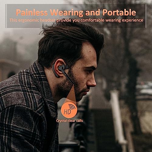 AMINY Wireless Bluetooth Headset with Dual Microphone Noise Cancelling,Auriculares Bluetooth Earpiece 30 Hrs Talking Time V5.3 Bluetooth Earphones Wireless Headset for Trucker/Driving/Office by AMINY