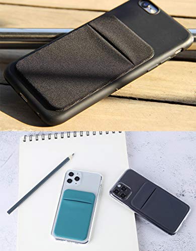 3Pack Cell Phone Card Holder for Back of Phone,Stretchy Lycra Stick on Wallet Pocket Credit Card ID Case Pouch Sleeve Adhesive Sticker for iPhone Samsung Galaxy Android-Dark Green&Blue Gray&Black by Fulgamo