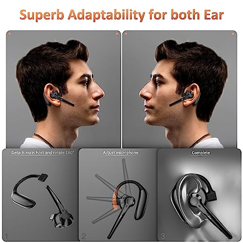 AMINY Wireless Bluetooth Headset with Dual Microphone Noise Cancelling,Auriculares Bluetooth Earpiece 30 Hrs Talking Time V5.3 Bluetooth Earphones Wireless Headset for Trucker/Driving/Office by AMINY