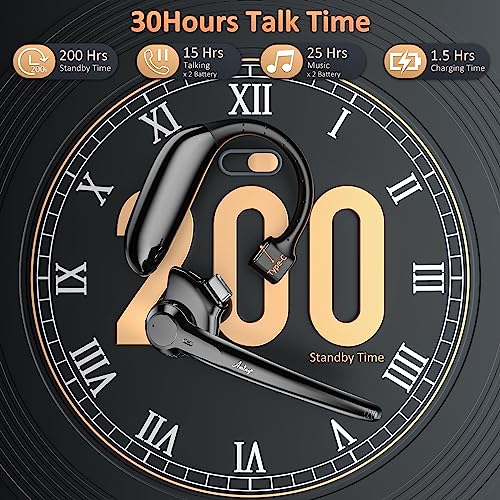 AMINY Wireless Bluetooth Headset with Dual Microphone Noise Cancelling,Auriculares Bluetooth Earpiece 30 Hrs Talking Time V5.3 Bluetooth Earphones Wireless Headset for Trucker/Driving/Office by AMINY