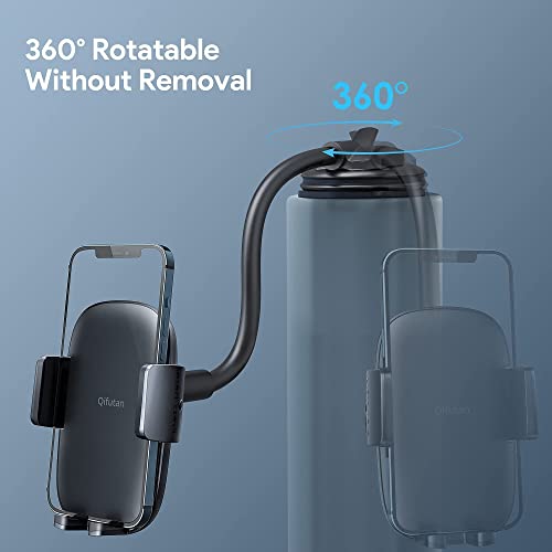 Qifutan Cell Phone Holder for Car Phone Mount Long Arm Dashboard Windshield Car Phone Holder Strong Suction Anti-Shake Stabilizer Phone Car Holder Compatible with All Phone Android Smartphone (Black) by Qifutan