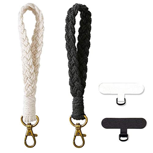 CHIWUTECH Boho Macrame Phone Wrist Strap, Cell Phone Lanyard with Tether Tab, Smartphone Wristlet Bracelet Keychain with Universal Strap Holder Connector Patch for Women (Black+White) from 
