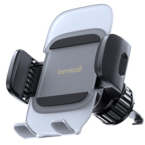 Lamicall Phone Holder Car Vent - ðð¢ððð« Spring Clamp [Big Phone Friendly] Air Vent Cell Phone Mount for Car Hands Free Automobile Cradle Clip for iPhone, Android Smartphone, 4" to 7" Phone by Lamicall