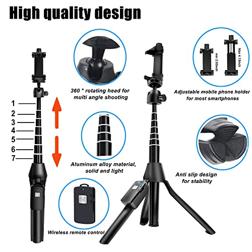 Selfie Stick, 40 inch Extendable Selfie Stick Tripod,Phone Tripod with Wireless Remote Shutter,Group Selfies/Live Streaming/Video Recording Compatible with All Cellphones from BZE