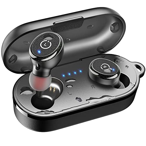 TOZO T10 Bluetooth 5.3 Wireless Earbuds with Wireless Charging Case IPX8 Waterproof Stereo Headphones in Ear Built in Mic Headset Premium Sound with Deep Bass for Sport Black by TOZO