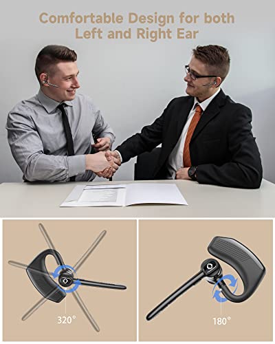 Bluetooth Headset Wireless Earpiece Noise Cancelling Microphone 180H Playback 1000mAh Wireless Charging Case Handsfree Earphones LED Display for iPhone iOS Android Cell Phones PC Computer Trucker Work by ZUKUMU