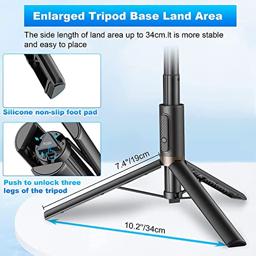 TONEOF 60" Cell Phone Selfie Stick Tripod,Smartphone Tripod Stand All-in-1 with Integrated Wireless Remote,Portable,Lightweight,Tall Extendable Phone Tripod for 4''-7'' iPhone and Android Phones from TONEOF