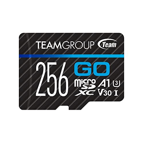 TEAMGROUP GO Card 256GB Micro SDXC UHS-I U3 V30 4K for GoPro & Action Cameras High Speed Flash Memory Card with Adapter for Outdoor, Sports, 4K Shooting TGUSDX256GU303 by TEAMGROUP
