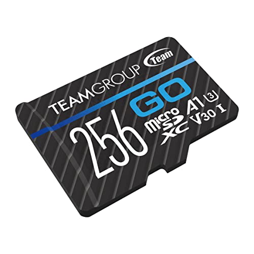 TEAMGROUP GO Card 256GB Micro SDXC UHS-I U3 V30 4K for GoPro & Action Cameras High Speed Flash Memory Card with Adapter for Outdoor, Sports, 4K Shooting TGUSDX256GU303 by TEAMGROUP