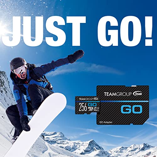 TEAMGROUP GO Card 256GB Micro SDXC UHS-I U3 V30 4K for GoPro & Action Cameras High Speed Flash Memory Card with Adapter for Outdoor, Sports, 4K Shooting TGUSDX256GU303 by TEAMGROUP