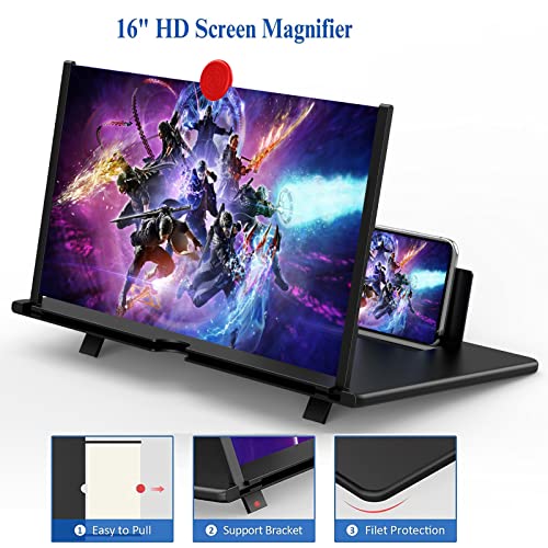 16" Screen Magnifier for Cell Phone -3D Magnifying Projector Screen Enlarger Expander for Movies, Videos, and Gaming â Foldable Phone Stand with Screen Amplifier â Compatible with All Smartphones by Fanlory