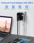 Universal Travel Adapter with USB-C and USB Ports