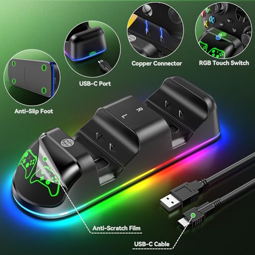 OIVO Xbox Controller Charging Dock with Rechargeable Batteries
