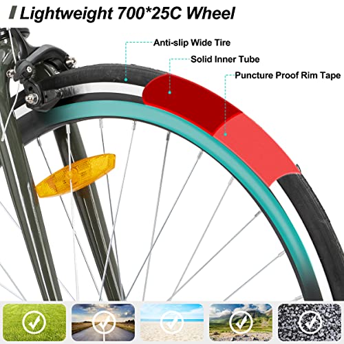 Hiland Urban Commuter Bike for Men 700C Green