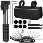 Bike Repair Kit, Bicycle Repair Bag With Tire Pump, Bike Tool Kit for Camping Travel, 16-in-1 Bike Multitool, Bicycle Tire Repair Kit, 4mm and 5mm Allen Wrenches, Used for Mountain Bike and Road Bike