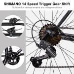 WEIZE 700C Hybrid Bike for Adults, 14 Speed Road Bike, City Commuter Bicycle with Caliper Brakes, High-Carbon Steel Racing Adult Bike, Urban Adult Bicycle for Men and Women, Black